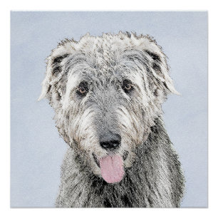 Irish Wolfhound Painting - Cute Original Dog Art Poster