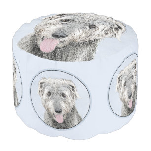 Irish Wolfhound Painting - Cute Original Dog Art Pouf