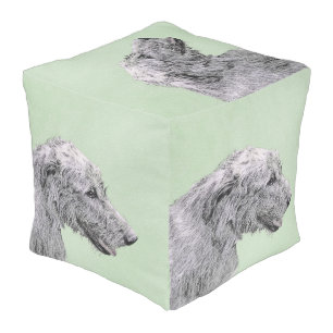 Irish Wolfhound Painting - Cute Original Dog Art Pouf