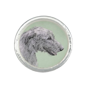Irish Wolfhound Painting - Cute Original Dog Art Ring by alpendesigns at Zazzle