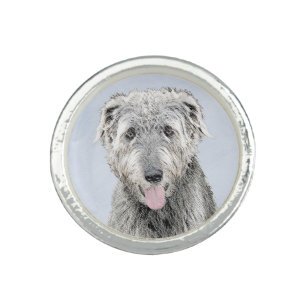 Irish Wolfhound Painting - Cute Original Dog Art Ring