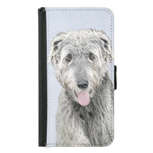 Irish Wolfhound Painting - Cute Original Dog Art Samsung Galaxy S5 Wallet Case