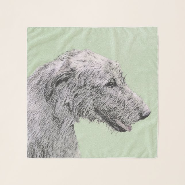 Irish Wolfhound Painting - Cute Original Dog Art Scarf (Front (Horizontal))