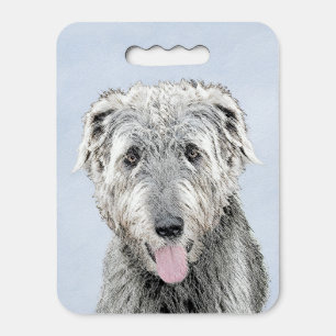 Irish Wolfhound Painting - Cute Original Dog Art Seat Cushion