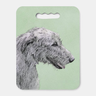 Irish Wolfhound Painting - Cute Original Dog Art Seat Cushion