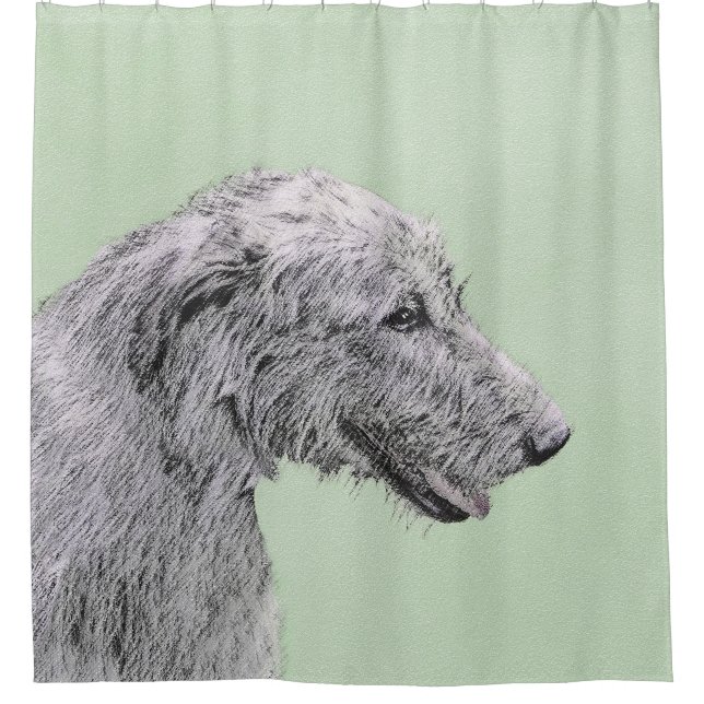 Irish Wolfhound Painting - Cute Original Dog Art Shower Curtain (Front)
