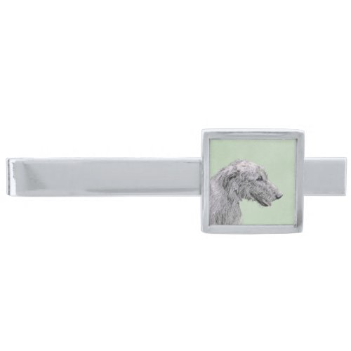 Irish Wolfhound Painting _ Cute Original Dog Art Silver Finish Tie Clip