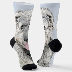 Irish Wolfhound Painting - Cute Original Dog Art Socks