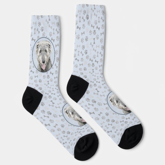 Irish Wolfhound Painting - Cute Original Dog Art Socks (Right)