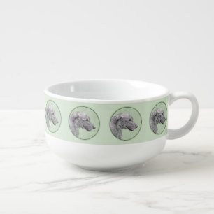 Irish Wolfhound Painting - Cute Original Dog Art Soup Mug