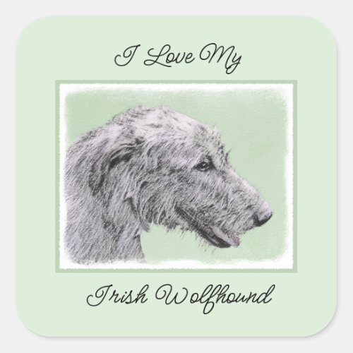 Irish Wolfhound Painting _ Cute Original Dog Art Square Sticker