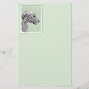 Irish Wolfhound Painting - Cute Original Dog Art Stationery