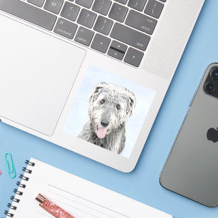 Irish Wolfhound Painting - Cute Original Dog Art Sticker