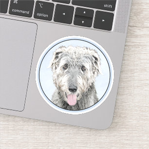 Irish Wolfhound Painting - Cute Original Dog Art Sticker