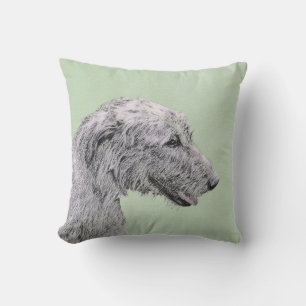 Irish Wolfhound Painting - Cute Original Dog Art Throw Pillow