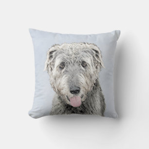Irish Wolfhound Painting - Cute Original Dog Art Throw Pillow