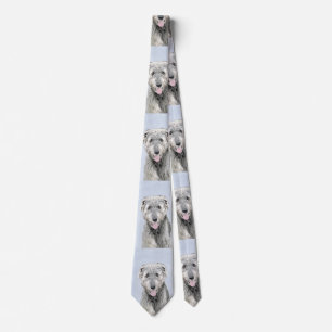 Irish Wolfhound Painting - Cute Original Dog Art Tie