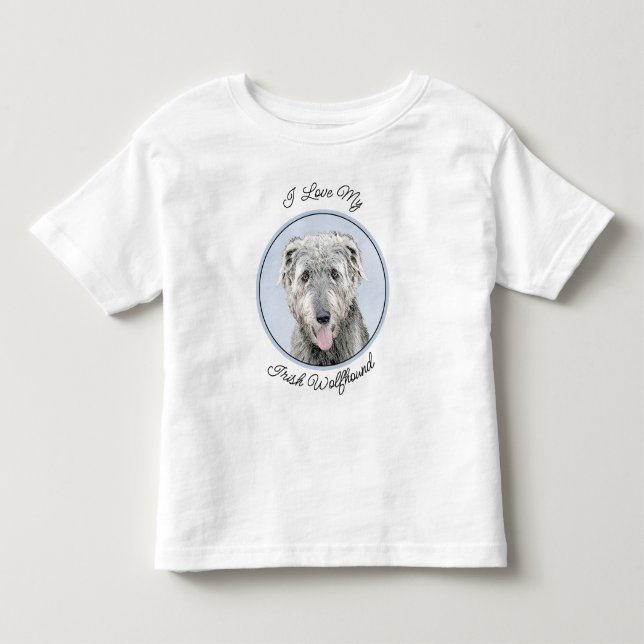Irish Wolfhound Painting - Cute Original Dog Art Toddler T-shirt (Front)