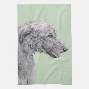 Irish Wolfhound Painting - Cute Original Dog Art Towel