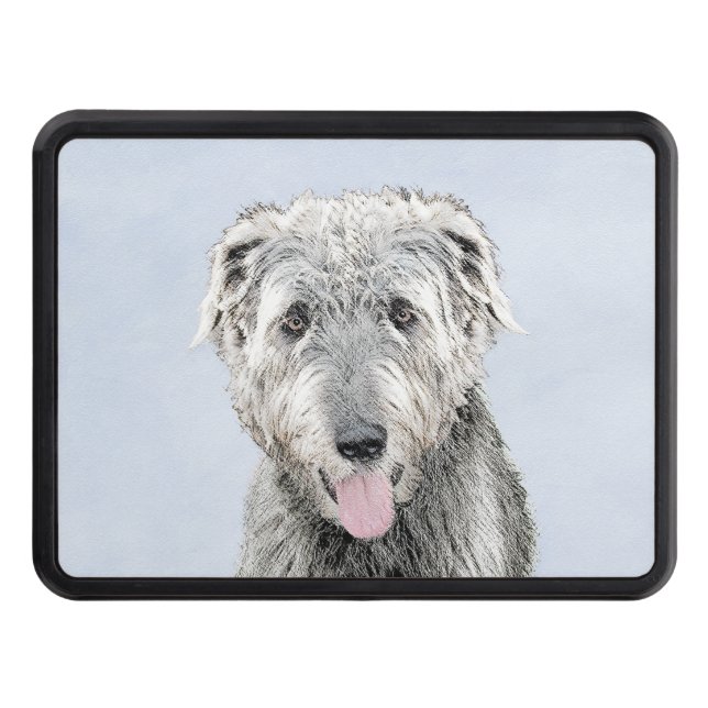 Irish Wolfhound Painting - Cute Original Dog Art Trailer Hitch Cover (Front)