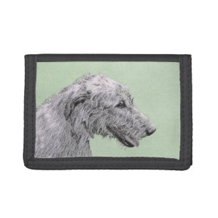 Irish Wolfhound Painting - Cute Original Dog Art Tri-fold Wallet