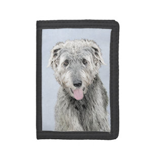 Irish Wolfhound Painting - Cute Original Dog Art Tri-fold Wallet