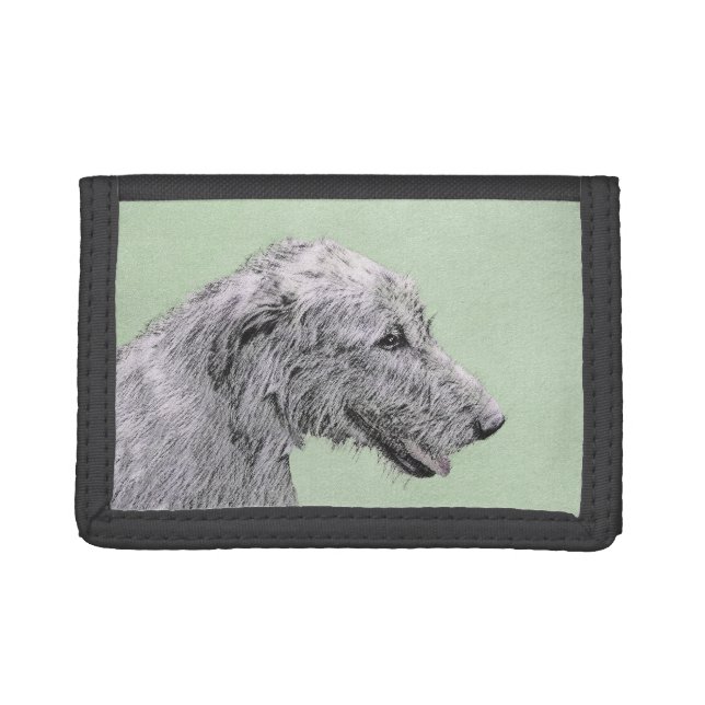 Irish Wolfhound Painting - Cute Original Dog Art Trifold Wallet (Front)