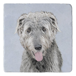 Irish Wolfhound Painting - Cute Original Dog Art Trivet