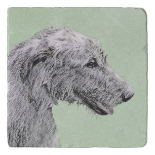 Irish Wolfhound Painting - Cute Original Dog Art Trivet