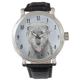 Irish Wolfhound Painting - Cute Original Dog Art Watch