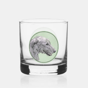 Irish Wolfhound Painting - Cute Original Dog Art Whiskey Glass