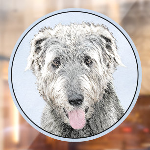 Irish Wolfhound Painting - Cute Original Dog Art Window Cling
