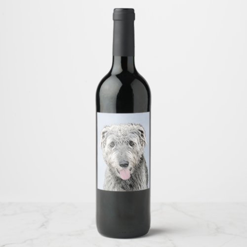 Irish Wolfhound Painting _ Cute Original Dog Art Wine Label