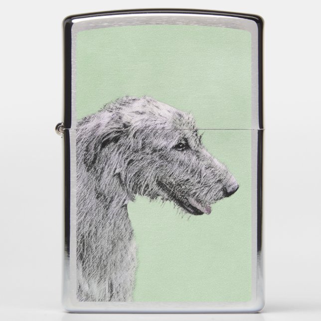 Irish Wolfhound Painting - Cute Original Dog Art Zippo Lighter (Front)
