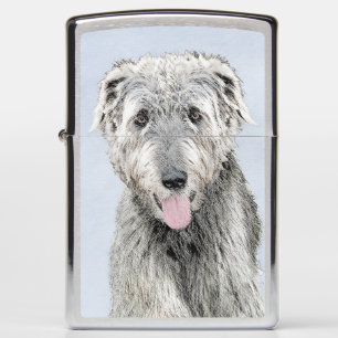 Irish Wolfhound Painting - Cute Original Dog Art Zippo Lighter