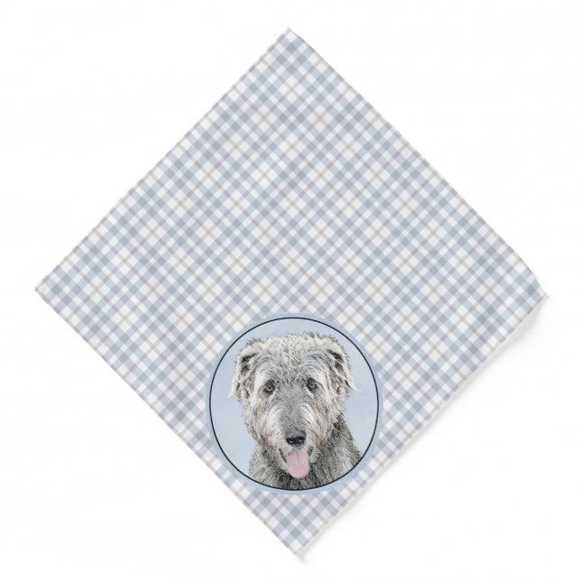 Irish Wolfhound Painting Grey Original Dog Art Bandana (Front)