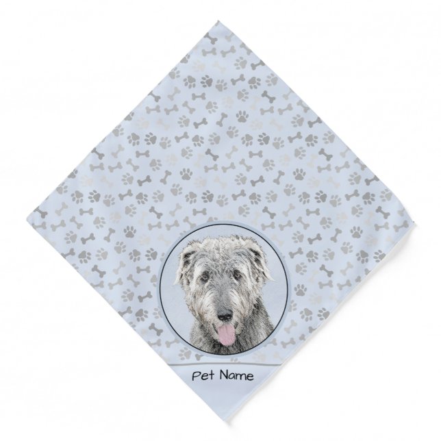 Irish Wolfhound Painting Grey Original Dog Art Bandana (Front)
