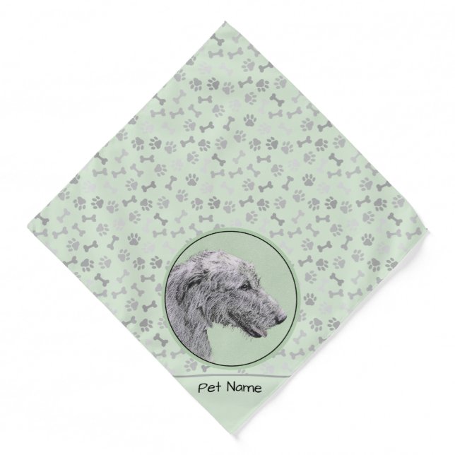 Irish Wolfhound Painting Grey Original Dog Art Bandana (Front)