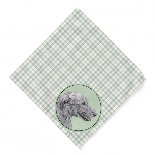 Irish Wolfhound Painting Grey Original Dog Art Bandana (Front)