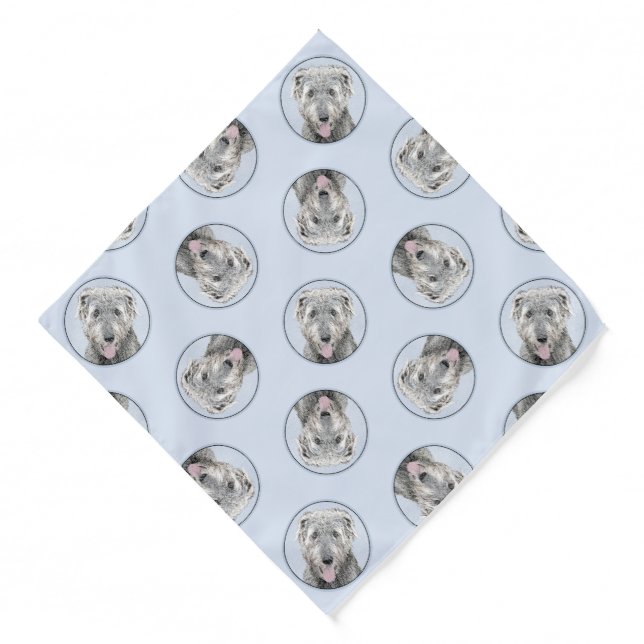 Irish Wolfhound Painting Grey Original Dog Art Bandana (Front)