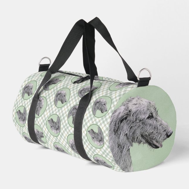 Irish Wolfhound Painting Grey Original Dog Art Duffle Bag (Left Corner)