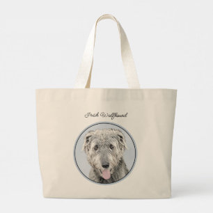 Irish Wolfhound Painting Grey Original Dog Art Large Tote Bag