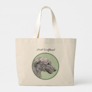 Irish Wolfhound Painting Grey Original Dog Art Large Tote Bag
