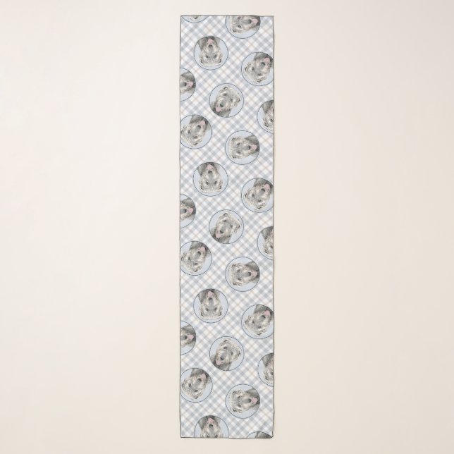 Irish Wolfhound Painting Grey Original Dog Art Scarf (Front)