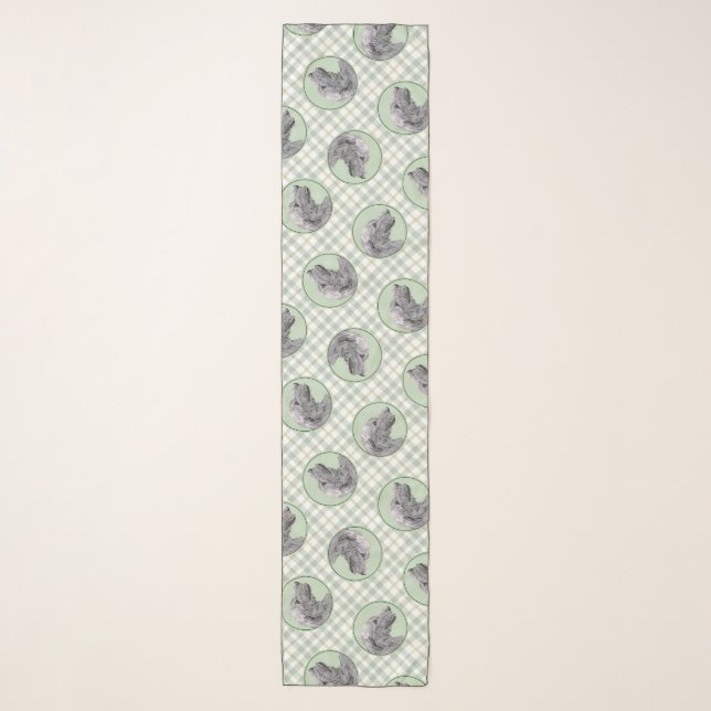 Irish Wolfhound Painting Grey Original Dog Art Scarf (Front)