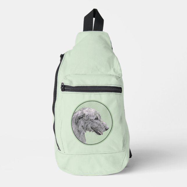 Irish Wolfhound Painting Grey Original Dog Art Sling Bag (Front)