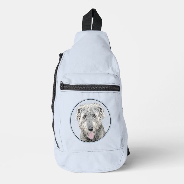 Irish Wolfhound Painting Grey Original Dog Art Sling Bag (Front)