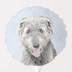 Irish Wolfhound Painting - Original Dog Art Cute Balloon