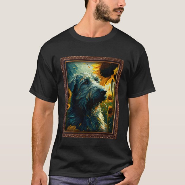 Irish Wolfhound Painting Sunflower Flower Mom Wome T-Shirt (Front)