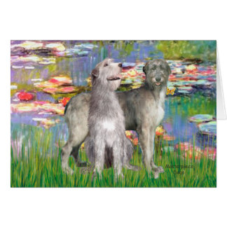Irish Wolfhound Pair - Lilies 2 - Customized Cards